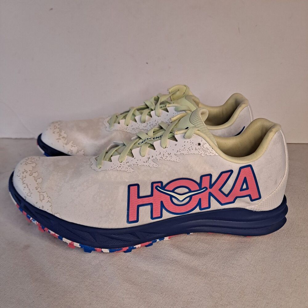 Hoka Crescendo XC White Blueberry Cross Country Running Shoes Mens 11, Wms 12.5